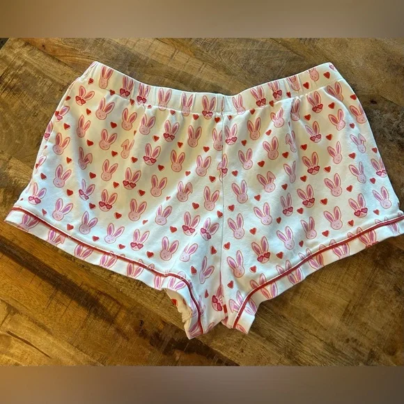 Roller Rabbit Pink Lovestruck Bunny Polo Pajamas Preppy Valentine’s Day Sz L